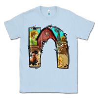 Dusty Blue farm life alphabet lowercase letters n Classic Tee - BundleAndBundleShop