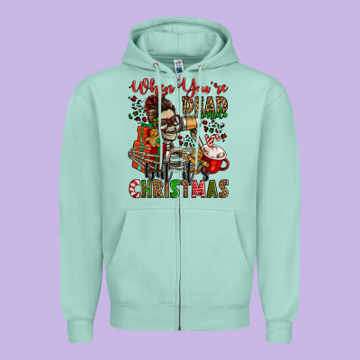 When You're Dead Inside But It's Christmas Zipper Hoodie Designed By Jasminsmagicworld