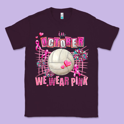 In October We Wear Pink Volleyball Classic Tee Designed By Adodesignshop