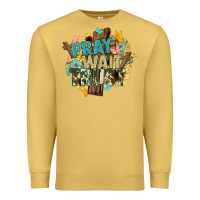 Antique Gold pray wait trust crosses christian Premium Sweatshirt - NancyCooperArtShop