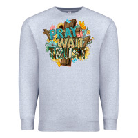 Heather Grey pray wait trust crosses christian Premium Sweatshirt - NancyCooperArtShop