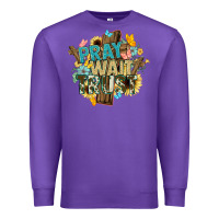 Purple pray wait trust crosses christian Premium Sweatshirt - NancyCooperArtShop