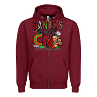 Burgundy santa’s favorite cna Zipper Hoodie - Jasminsmagicworld