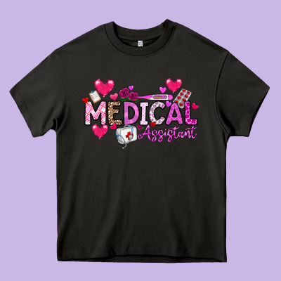 Valentine Medical Assistant Heavy Core Tee Designed By Cowhidedigitalart