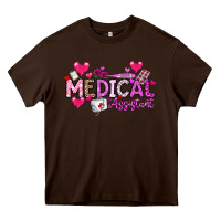 Chocolate Brown Valentine Medical Assistant Heavy Core Tee - CowhideDigitalArt