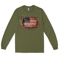 Army Green Old Leopard American Flag Frame Long Sleeve Tee - Bettercallsaul