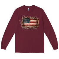 Burgundy Old Leopard American Flag Frame Long Sleeve Tee - Bettercallsaul