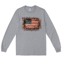 Heather Grey Old Leopard American Flag Frame Long Sleeve Tee - Bettercallsaul