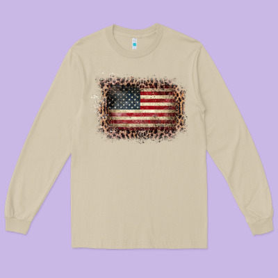 Old Leopard American Flag Frame Long Sleeve Tee Designed By Bettercallsaul