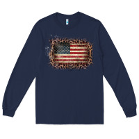 Navy Old Leopard American Flag Frame Long Sleeve Tee - Bettercallsaul