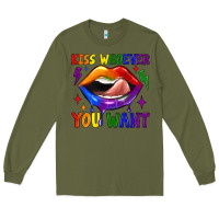 Army Green kiss whoever you want Long Sleeve Tee - JahusDesignShop