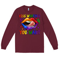 Burgundy kiss whoever you want Long Sleeve Tee - JahusDesignShop