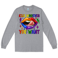 Heather Grey kiss whoever you want Long Sleeve Tee - JahusDesignShop