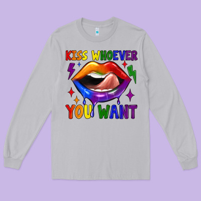 Kiss Whoever You Want Long Sleeve Tee Designed By Jahusdesignshop