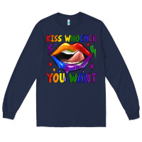 Navy kiss whoever you want Long Sleeve Tee - JahusDesignShop