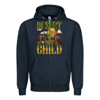 Navy desert child cactus Zipper Hoodie - NancyCooperArtShop