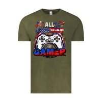 Vintage Olive All American gamer 4th of july Vintage Tee - CowGirlArtShop