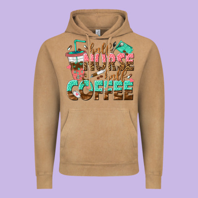 Half Nurse Half Coffee Vintage Hoodie Designed By Texasbilliewilder