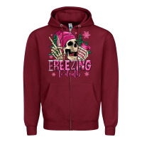 Burgundy freezing to death winter skull Zipper Hoodie - Jasminsmagicworld