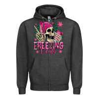 Charcoal Heather freezing to death winter skull Zipper Hoodie - Jasminsmagicworld