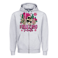 Heather Grey freezing to death winter skull Zipper Hoodie - Jasminsmagicworld