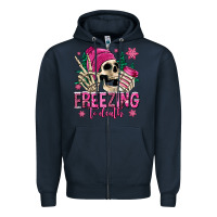Navy freezing to death winter skull Zipper Hoodie - Jasminsmagicworld