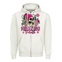 Oatmeal Heather freezing to death winter skull Zipper Hoodie - Jasminsmagicworld