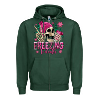 Sports Green freezing to death winter skull Zipper Hoodie - Jasminsmagicworld