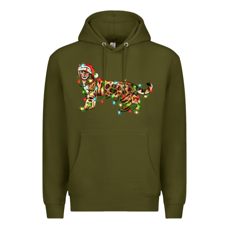 Christmas Bengal Cat Premium Hoodie by LillyAllenDesigns | Teevron