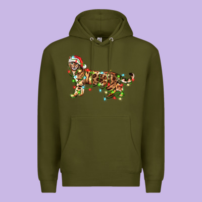 Christmas Bengal Cat Premium Hoodie Designed By Lillyallendesigns