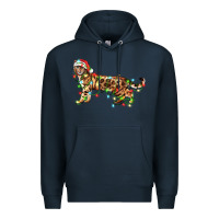 Navy christmas bengal cat Premium Hoodie - LillyAllenDesigns