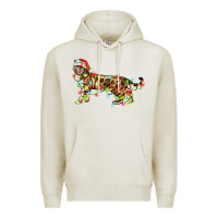 Oatmeal Heather christmas bengal cat Premium Hoodie - LillyAllenDesigns