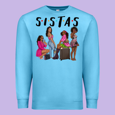Sista Sisters Afro Black Women Premium Sweatshirt Designed By Nancycooperartshop