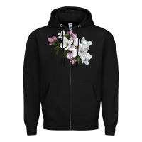 Black apple blossom Zipper Hoodie - LillyAllenDesigns