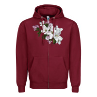 Burgundy apple blossom Zipper Hoodie - LillyAllenDesigns