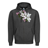 Charcoal Heather apple blossom Zipper Hoodie - LillyAllenDesigns