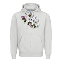 Dove Grey apple blossom Zipper Hoodie - LillyAllenDesigns