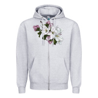 Heather Grey apple blossom Zipper Hoodie - LillyAllenDesigns