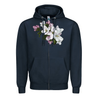 Navy apple blossom Zipper Hoodie - LillyAllenDesigns