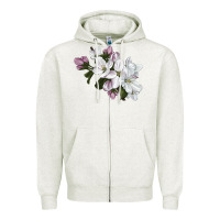 Oatmeal Heather apple blossom Zipper Hoodie - LillyAllenDesigns