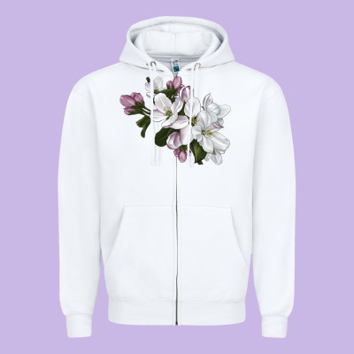 Apple Blossom Zipper Hoodie Designed By Lillyallendesigns