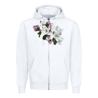 White apple blossom Zipper Hoodie - LillyAllenDesigns
