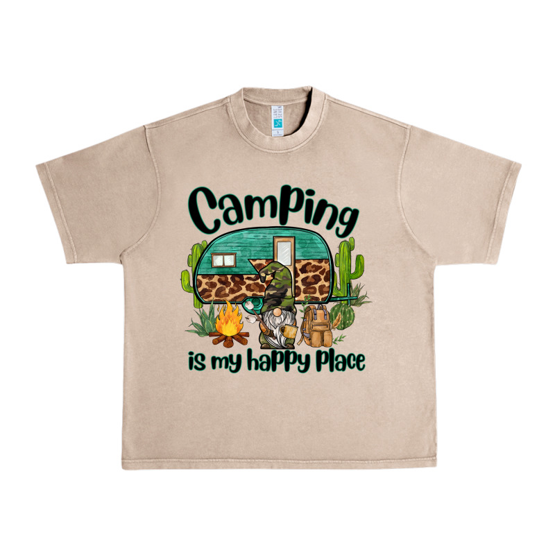 Camping Is My Happy Place Caravan And Gnome Urban Heavy Tee by BarkalooDesign | Teevron
