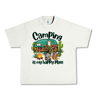 Pistachio camping is my happy place caravan and gnome Urban Heavy Tee - BarkalooDesign