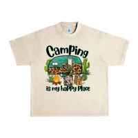 Sandshell camping is my happy place caravan and gnome Urban Heavy Tee - BarkalooDesign