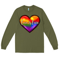 Army Green love is love heart Long Sleeve Tee - JahusDesignShop