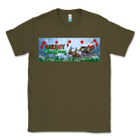 Army Green merry christmas with santa sleigh Classic Tee - BundleAndBundleShop