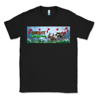 Black merry christmas with santa sleigh Classic Tee - BundleAndBundleShop