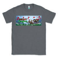 Charcoal Heather merry christmas with santa sleigh Classic Tee - BundleAndBundleShop