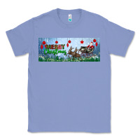 Colony Blue merry christmas with santa sleigh Classic Tee - BundleAndBundleShop